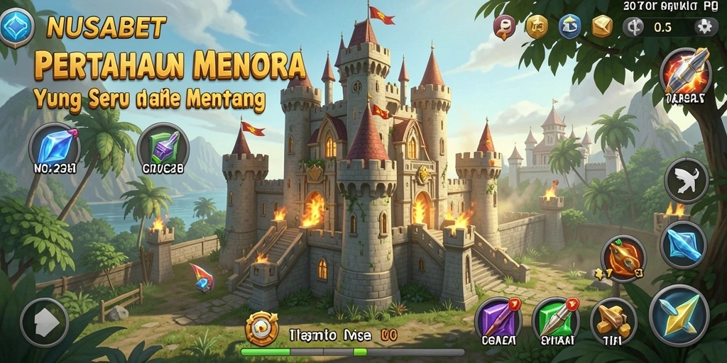 Tampilan gameplay intens dari NUSABET dalam pertarungan Tower Defense.