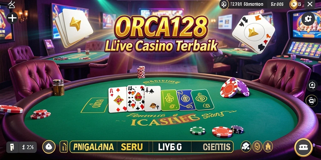 Tampilan gameplay ORCA128 dengan dealer langsung di Live Casino.