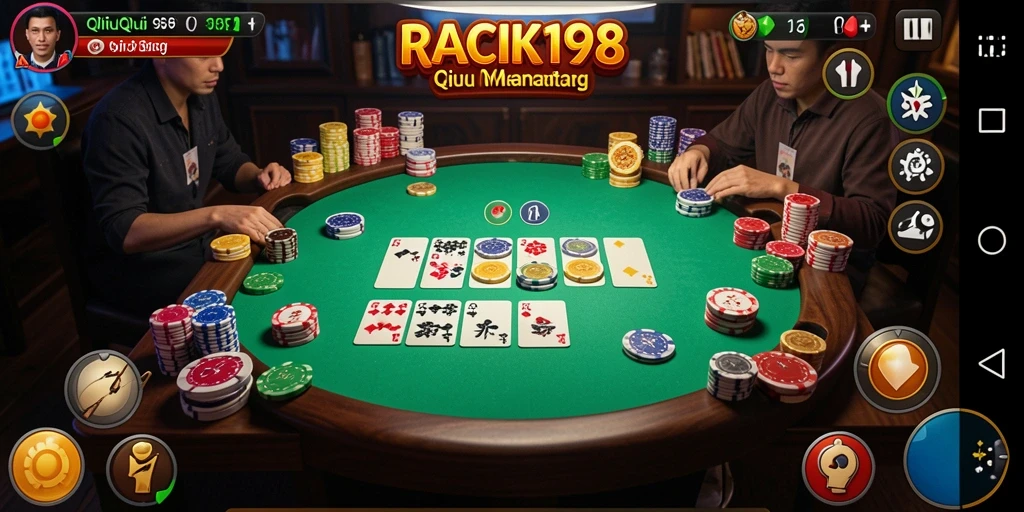 Tampilan menarik dan gameplay QiuQiu yang seru di RACIK198.
