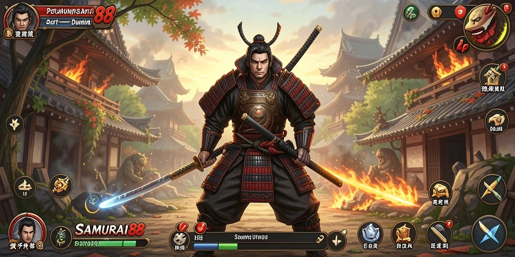Tampilan menarik dari gameplay SAMURAI88 dengan aksi samurai yang mendebarkan.
