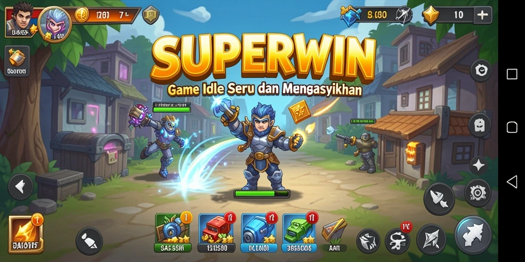 Screenshot utama SUPERWIN menampilkan gameplay menarik dalam genre Idle.